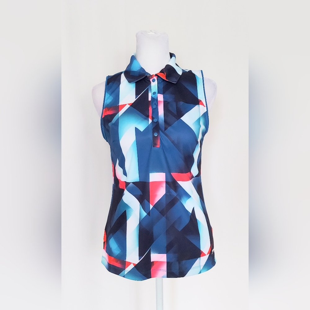 Slazenger Golf Snap Front Stretch Sleeveless Golf Polo Top Shirt Size XS